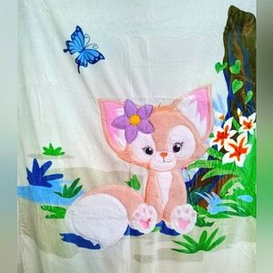 Twin Fox Cat Sherpa Blanket Throw large bedding new 60”